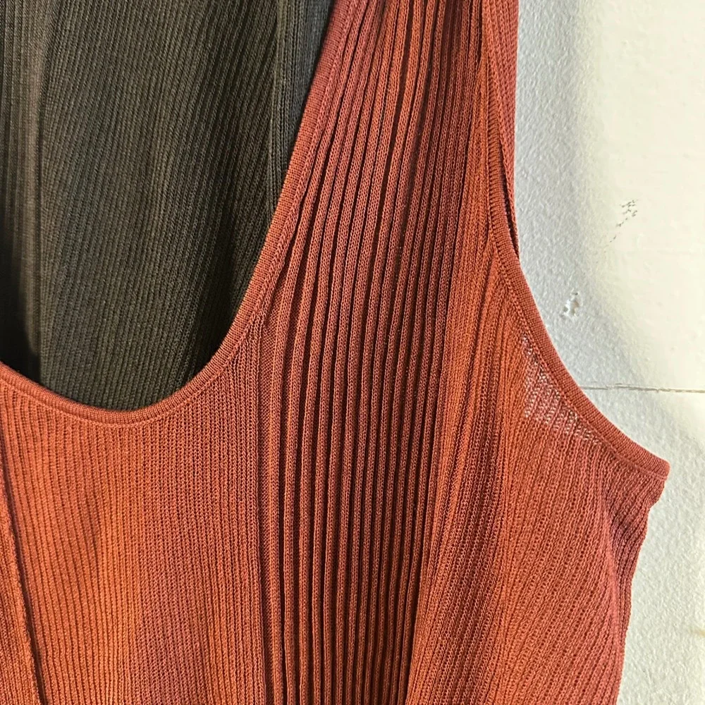 NWT Bottega Veneta SS2020 Runway Layered Fine Knit Dress IT38 Brown Rust Silk